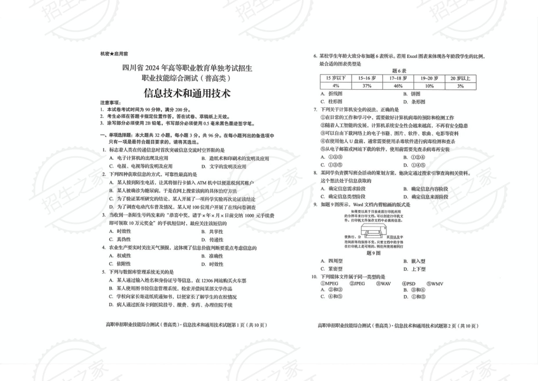 24年四川省单招通用信息技术真题1